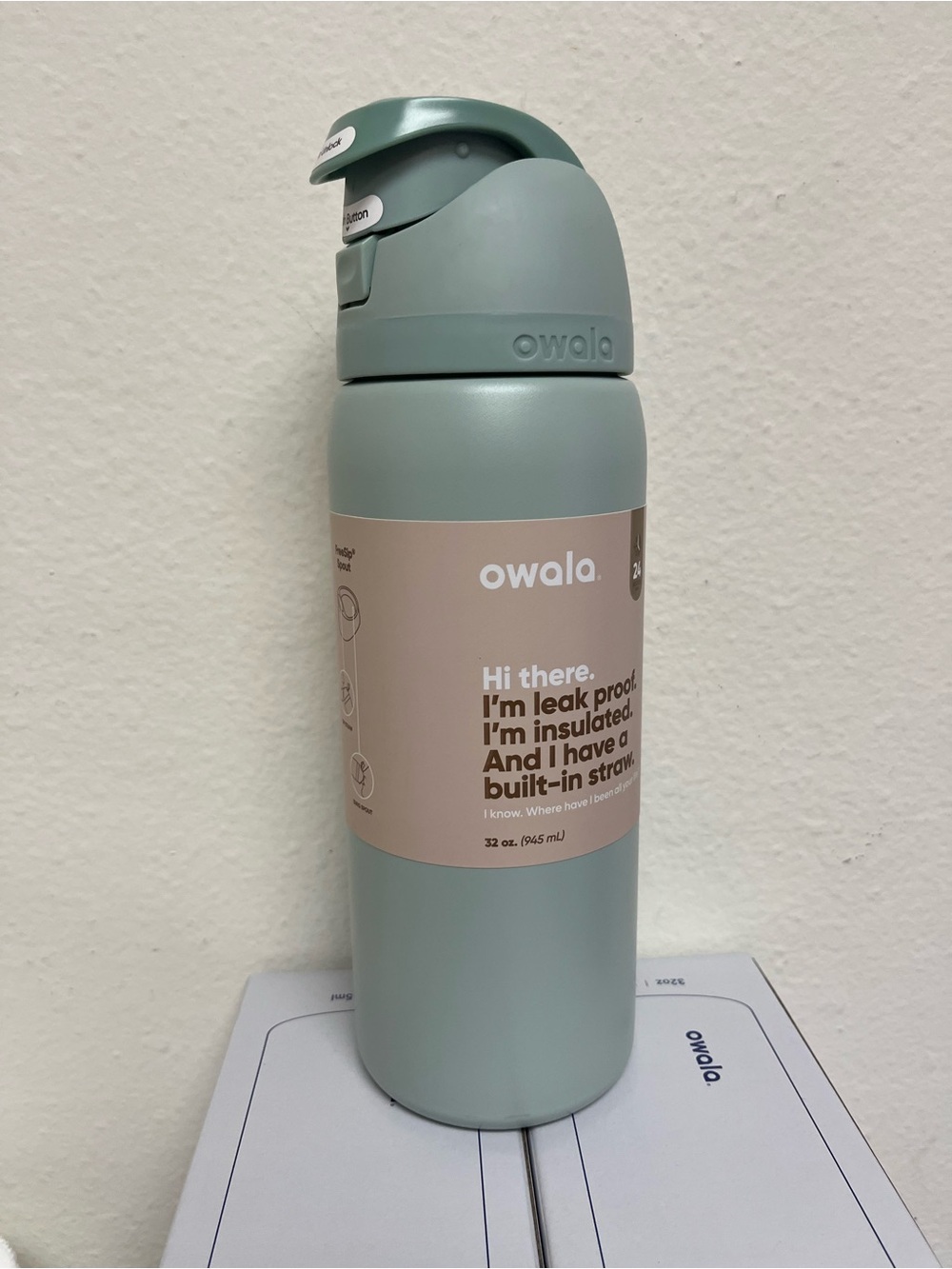 Owala Mint Green Insulated Water Bottle with Built-in Straw
